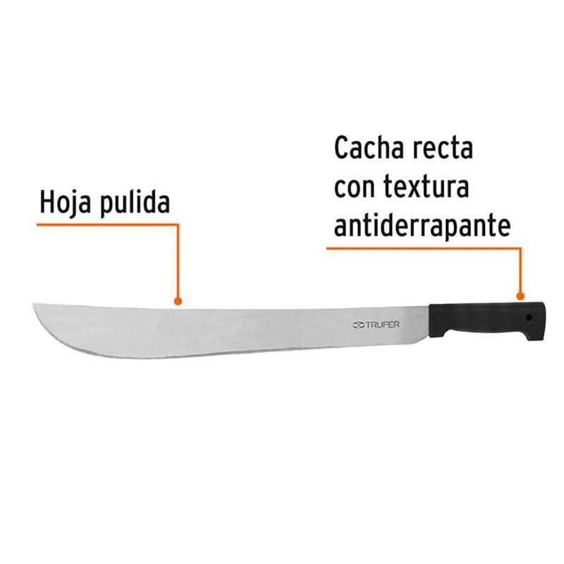 Machete Estándar de 18 Plg con Mango Negro Antiderrapante para Campo