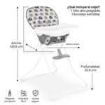 Silla de Bebé para Comer Snack N Stow Plegable Estampado de Elefante