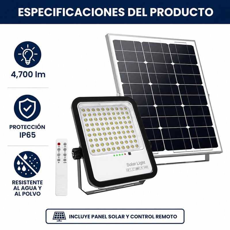 Reflector Solar LED de Luz Fría para Exteriores de 30 W