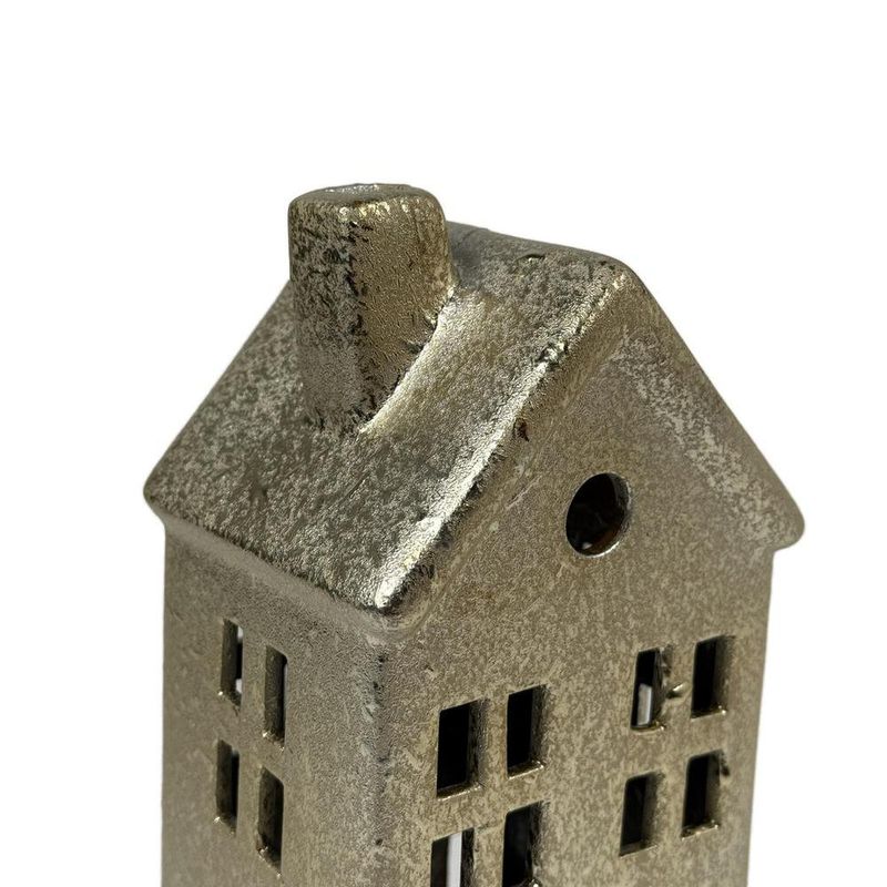 Casa Navideña Decorativa con Luz Gris de Dolomita