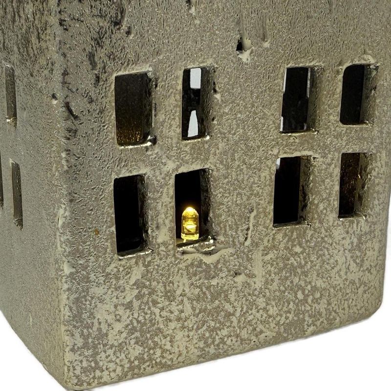 Casa Navideña Decorativa con Luz Gris de Dolomita