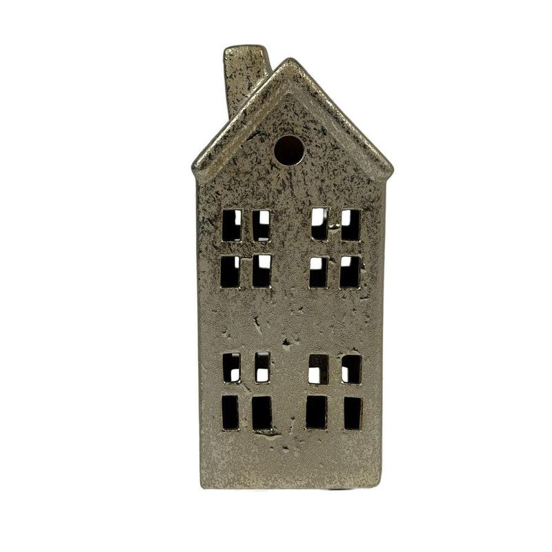 Casa Navideña Decorativa con Luz Gris de Dolomita