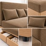 Sofá Cama Mike Convertible 3 Plazas con Gavetas Integradas Café 193 x 90 x 84 Cm