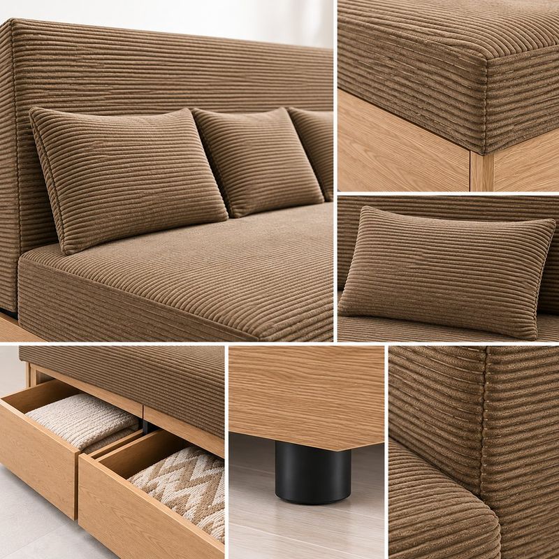 Sofá Cama Mike Convertible 3 Plazas con Gavetas Integradas Café 193 x 90 x 84 Cm