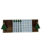 Bandeja Navideña de Madera con Pinchos Decorativos de Árbolitos 44 x 13 x 2.5 cm
