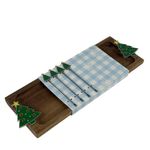 Bandeja Navideña de Madera con Pinchos Decorativos de Árbolitos 44 x 13 x 2.5 cm