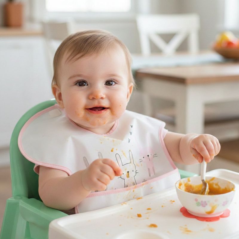 Babero con Bolsillo Diseño de Conejitos Color Rosado