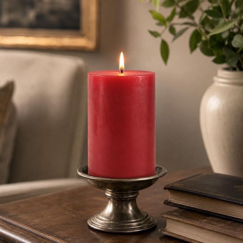 Vela Cilíndrica J3 Decorativa Color Anaranjado Otoño