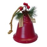 Campana Navideña Decorativa con Pino Roja de Hierro 15 x 15 x 18 cm
