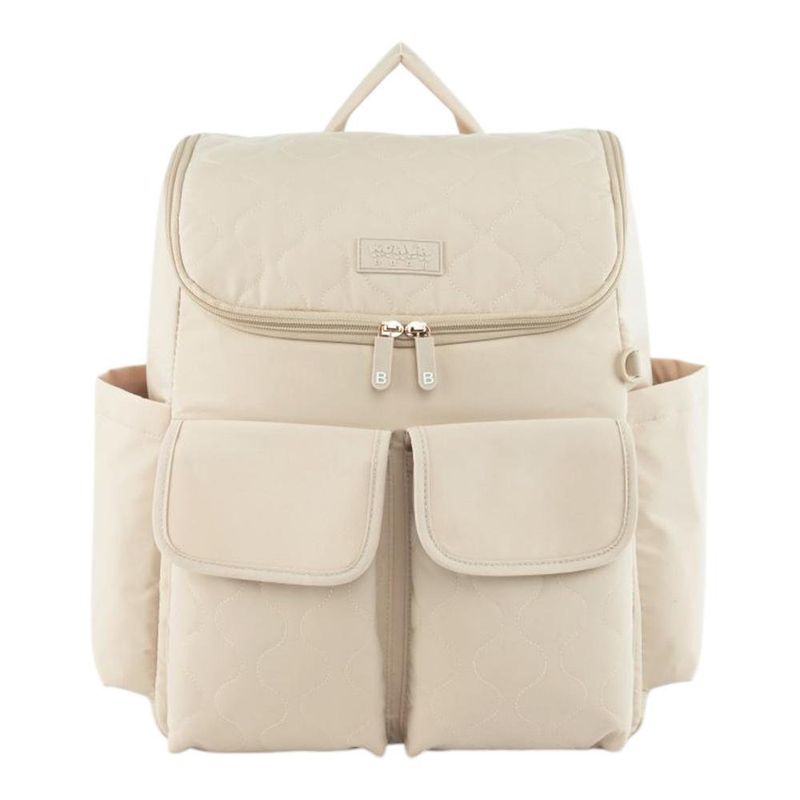 Pañalera Tipo Mochila con Múltiples Compartimentos Color Beige