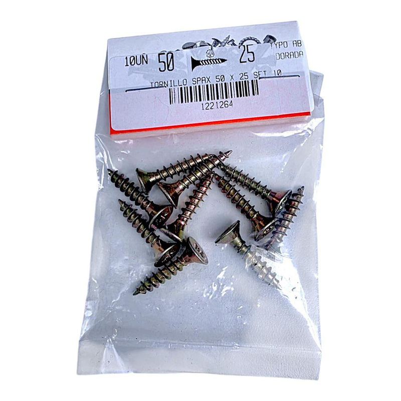 Tornillo para Madera SPAX 5 × 25 mm con Cabeza Avellanada en Set de 10 Unidades