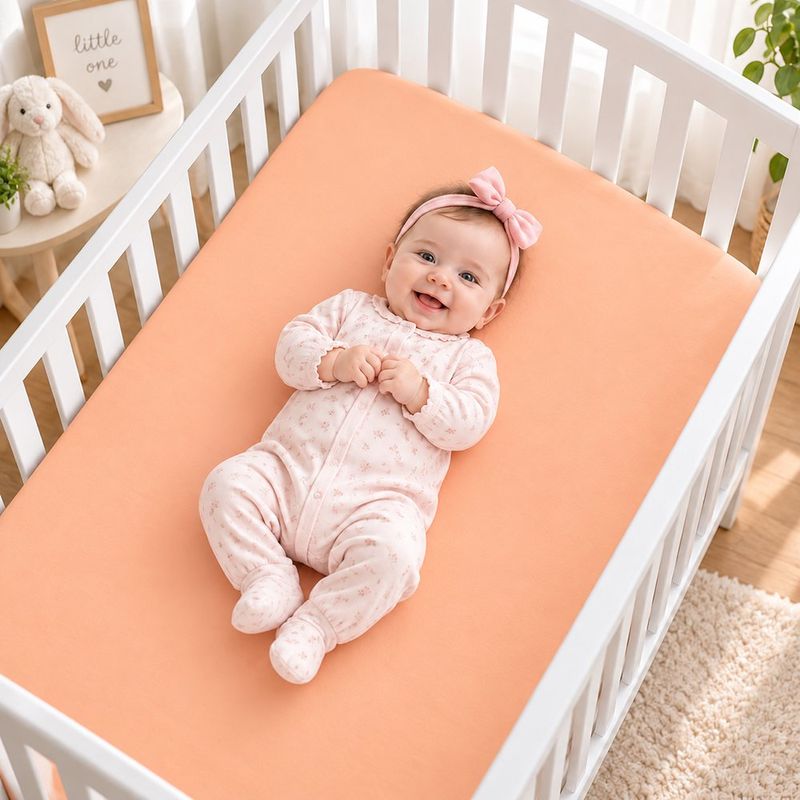 Set de 2 Sábanas Ajustables para Cuna Peach 140 x 70 cm