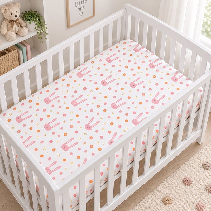 Set de 2 Sábanas Ajustables para Cuna Peach 140 x 70 cm