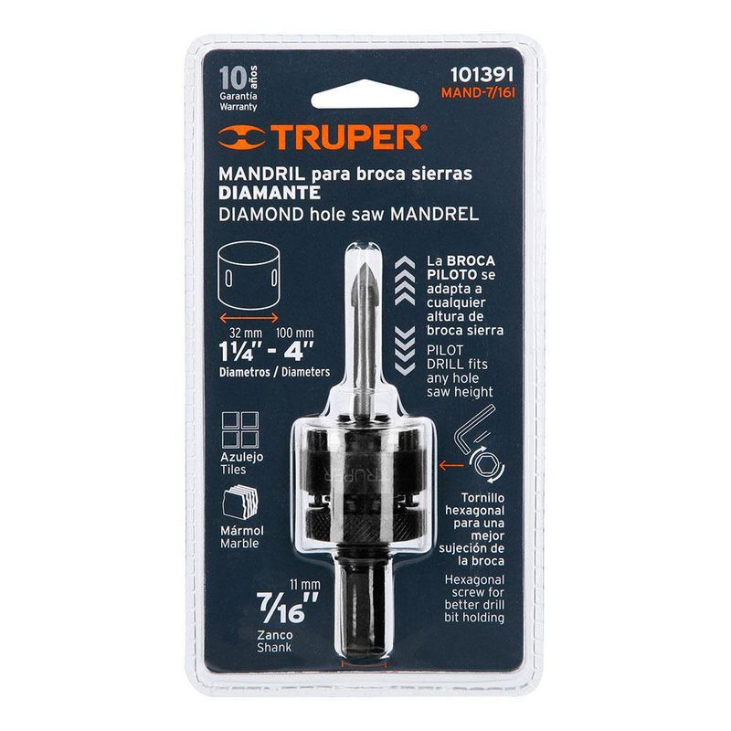 Adaptador Broca Sierra De 7/16 Plg Diamante - Truper