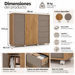 Gavetero Barb MDF de 5 Gavetas para Almacenamiento Dormitorio Color Madera Gris 136 x 45.7 x 117.5 Cm