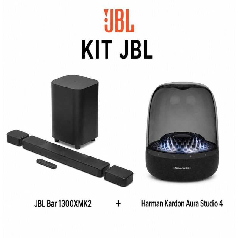 Kit Barra de Sonido 11.1.4 Canales con Subwoofer y Bocina Bluetooth Aura Studio 4 en Color Negro
