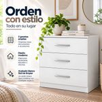 Gavetero Clara con 3 Gavetas 71 x 45 x 77 Cm Color Blanco