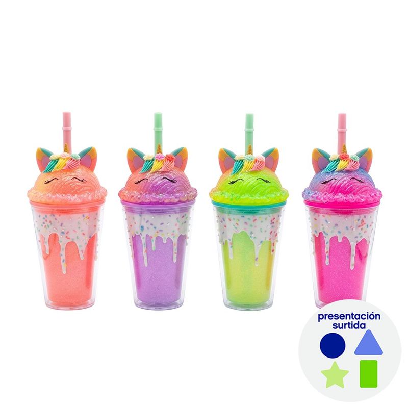 Vaso con Tapa y Pajilla de 15.5 Oz con Diseño de Unicornio - Colores Surtidos