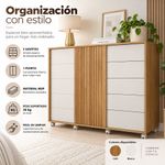 Gavetero Barb MDF de 5 Gavetas para Almacenamiento Dormitorio Color Madera Blanco 136 x 45.7 x 117.5 Cm