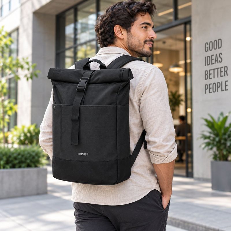 Mochila para Laptop de 15.6 Plg Rollup Enrollable Color Negro