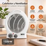 Calefactor y Ventilador 2 en 1 con 2 Temperaturas Color Blanco