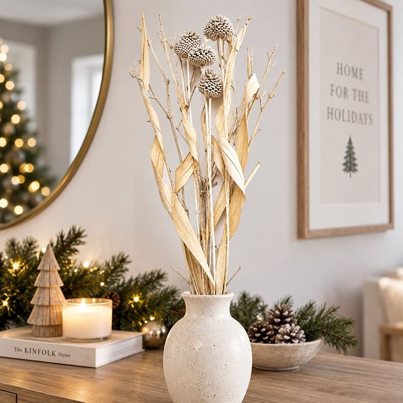 Ramo Decorativo Navideño Escarchado Colores Surtidos 1 Unidad