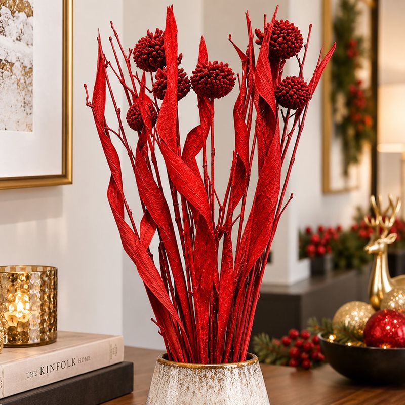 Ramo Decorativo Navideño Escarchado Colores Surtidos 1 Unidad