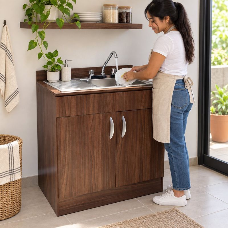Mueble de Cocina Liverpool Izquierdo Color Nogal