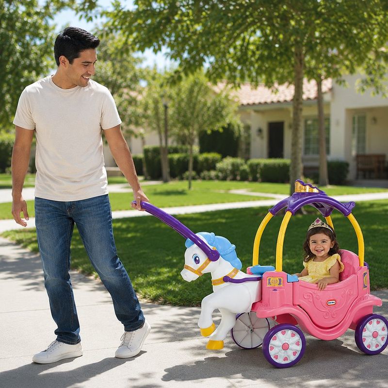Carro Montable de Princesa con Caballito en Color Rosado