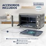 Horno Eléctrico XL con Puertas Estilo Francés, Freidora de Aire y Recubrimiento Antiadherente 42 Litros