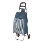 Carro para Compras con Bolsa de Rayas y 2 Ruedas Azul