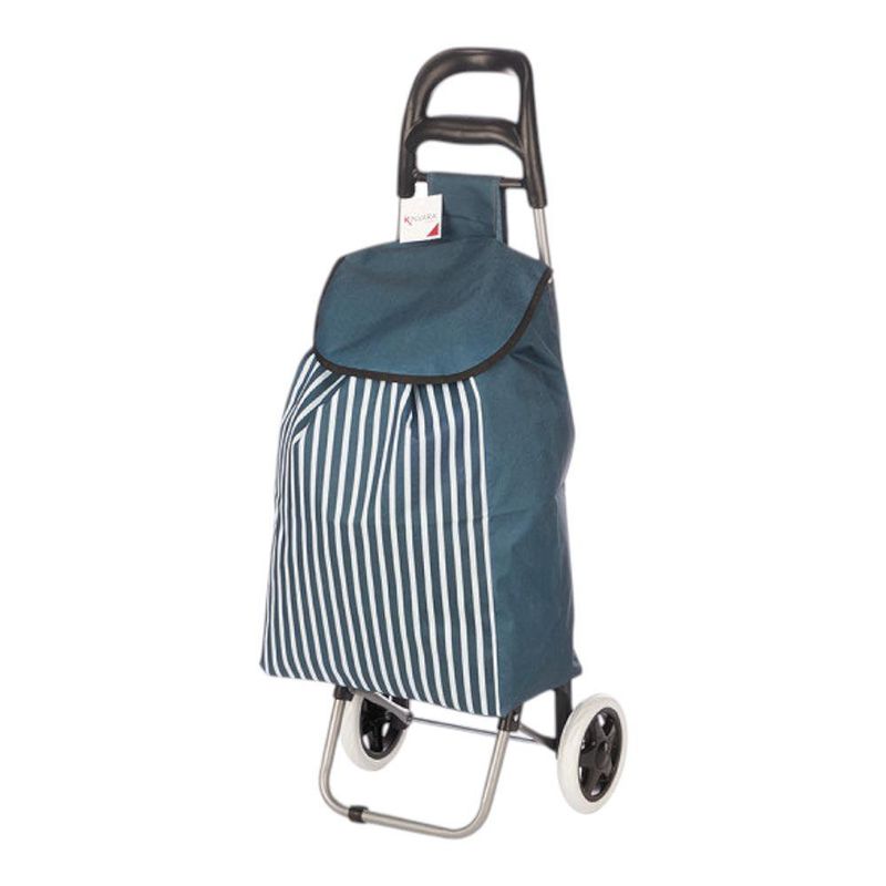 Carro para Compras con Bolsa de Rayas y 2 Ruedas Azul