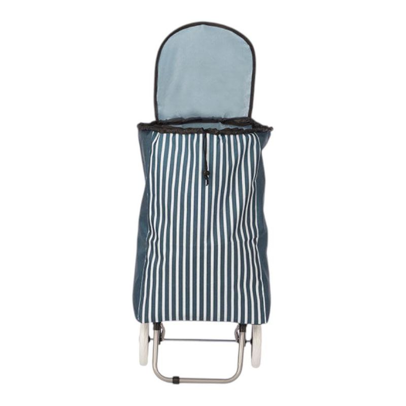 Carro para Compras con Bolsa de Rayas y 2 Ruedas Azul