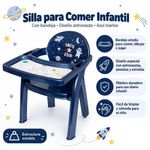 Silla para Comer Infantil con Bandeja Diseño Astronauta Color Azul Marino