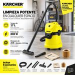 Aspiradora para Seco y Mojado WD 3 de 17 Litros 800 W Color Amarillo y Negro