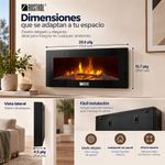 Calefactor Eléctrico Tipo Chimenea 28.6 plg con Control Remoto y Luz LED Color Negro