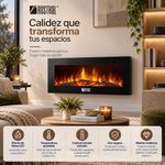 Calefactor Eléctrico Tipo Chimenea 28.6 plg con Control Remoto y Luz LED Color Negro