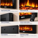 Calefactor Eléctrico Tipo Chimenea 28.6 plg con Control Remoto y Luz LED Color Negro