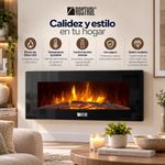 Calefactor Eléctrico Tipo Chimenea 28.6 plg con Control Remoto y Luz LED Color Negro