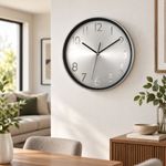 Reloj de Pared de Aluminio 30.5 cm Diseño Clásico Plateado