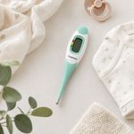 Termómetro Digital 3 en 1 para Uso Oral, Rectal y Axilar con Punta Flexible y Pantalla LCD, Color Turquesa