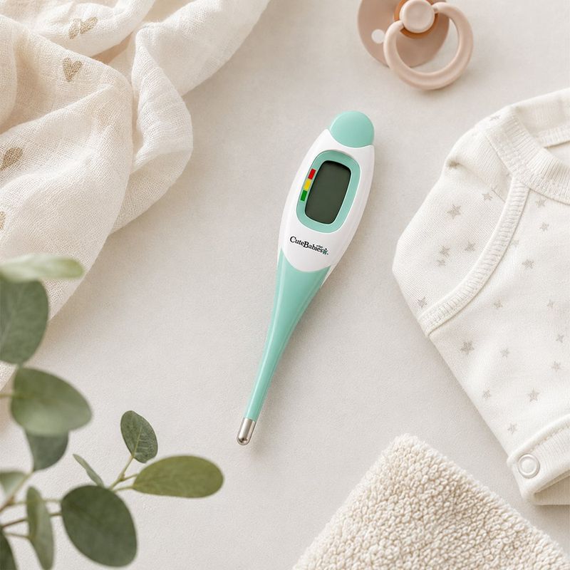 Termómetro Digital 3 en 1 para Uso Oral, Rectal y Axilar con Punta Flexible y Pantalla LCD, Color Turquesa