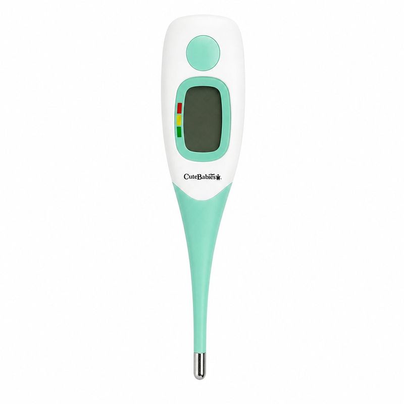Termómetro Digital 3 en 1 para Uso Oral, Rectal y Axilar con Punta Flexible y Pantalla LCD, Color Turquesa