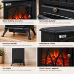 Calefactor Eléctrica Pequeño con Diseño de Chimenea Color Negro