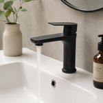 Grifo Monomando para Lavamanos de Agua Fría en Acero Inoxidable Negro Mate con Conexión 1/2 Plg