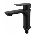 Grifo Monomando para Lavamanos de Agua Fría en Acero Inoxidable Negro Mate con Conexión 1/2 Plg