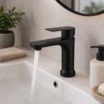 Grifo Monomando para Lavamanos de Agua Fría en Acero Inoxidable Negro Mate con Conexión 1/2 Plg