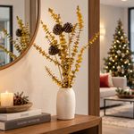 Ramo Decorativo Navideño de Eucalipto Brillante con Bellotas Café