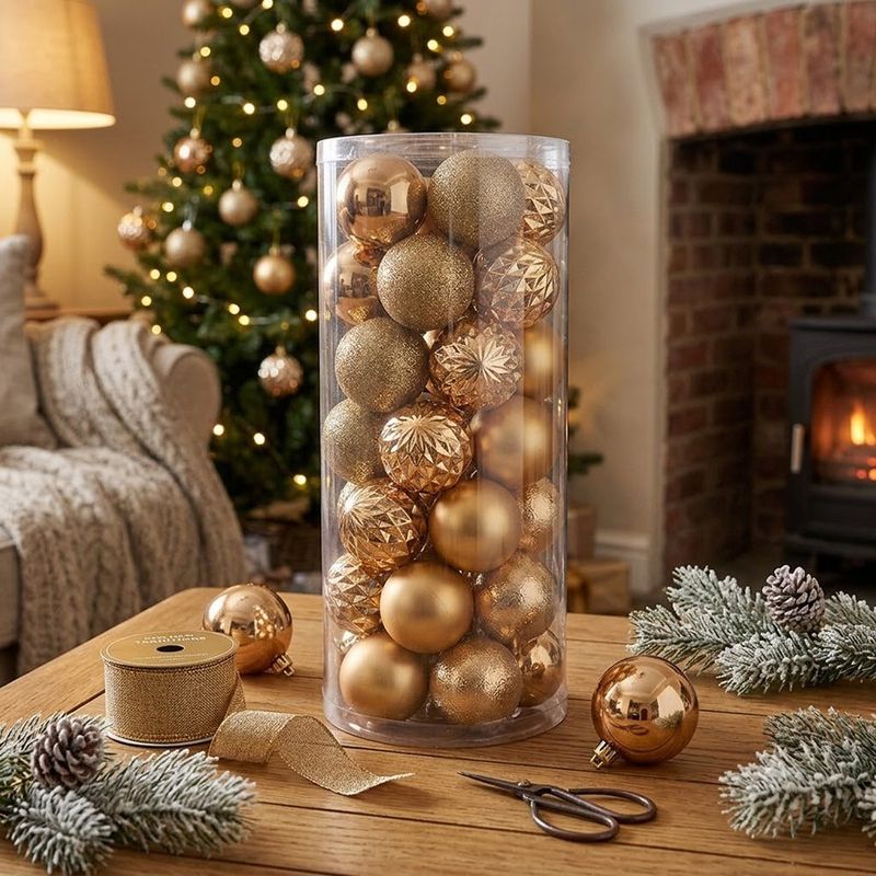 Set de 35 Esferas Navideñas de Poliestireno de 6 Cm Color Cobre