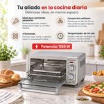Horno Tostador para 4 Rebanadas con Convección y 4 Funciones Plateado